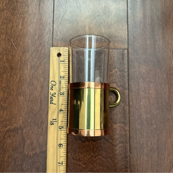 Vintage Beucler Irish Turkish Coffee Espresso Cups, Glass Copper Brass, Set of 4 - Picture 12 of 15